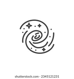 Milky way spiral line icon. linear style sign for mobile concept and web design. Spiral galaxy with stars outline vector icon. Symbol, logo illustration. Vector graphics