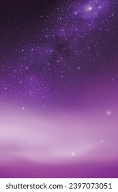 Milky Way and violet nebula. Night starry sky. Foggy vector background