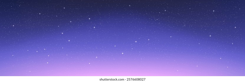 Milky way wallpaper. Night beautiful sky with shining stars. Soft starry gradient. Outer space with light. Wide galaxy texture. Deep universe background. Vector illustration.