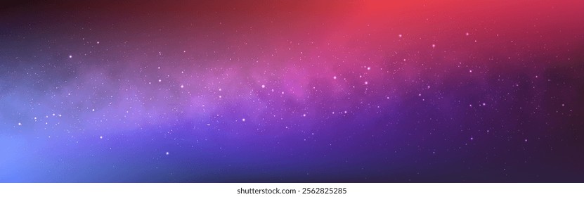 Milky way wallpaper. Wide starry sky. Beautiful universe background with shining stars. Magic nebula with constellation. Bright gradient with soft light. Vector illustration.