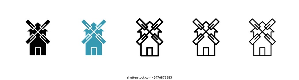Mill black sign collection black liner icon collection