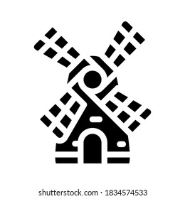 mill building glyph icon vector. mill building sign. isolated contour symbol black illustration