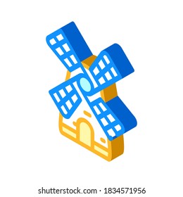 mill building isometric icon vector. mill building sign. isolated symbol illustration