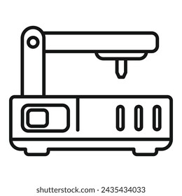 Fräs-CNC-Maschinen-Symbol-Umrissvektor. Strahlausrüstung. Drehkalibrierung