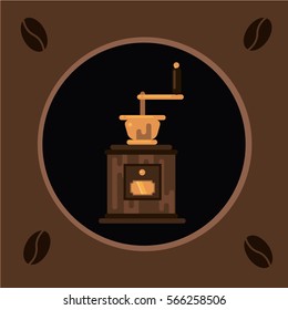 Mill for coffee, flat style, illustration