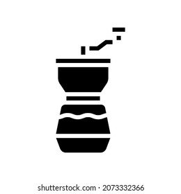 mill coffee grinder manual glyph icon vector. mill coffee grinder manual sign. isolated contour symbol black illustration