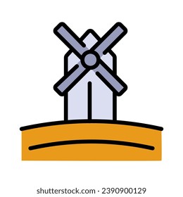 Mill color icon vector illustration. Harvesting vector logos with wheat grains. Agriculture and global farming Flat Icons. Mill and village sign.