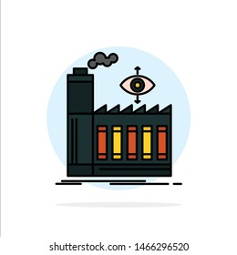 Mill, Factory, Business, Smoke Abstract Circle Background Flat color Icon. Vector Icon Template background