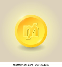 Signo de moneda de oro de Mill. Ilustración vectorial.