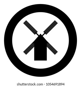Mill icon black color in circle
