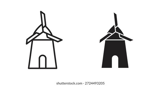 Ilustración de icono de molino, Vector de línea delgada, signo de Diseño web,