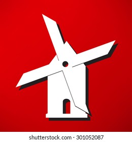 Mill icon isolated on blue background illustration.