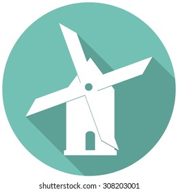 Mill icon isolated on white background. Vector illustration.