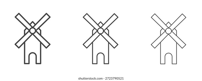Icono de molino en estilo de doodle de arte de línea. Signo de contorno de trazo editable, eps 10