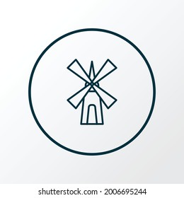 Símbolo de línea de icono de fresado. El molino de viento aislado de primera calidad es de diseño.