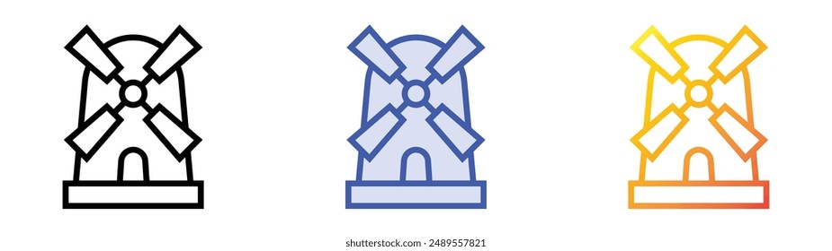 mill icon. Linear, Blue Fill and Gradient Style Design Isolated On White Background