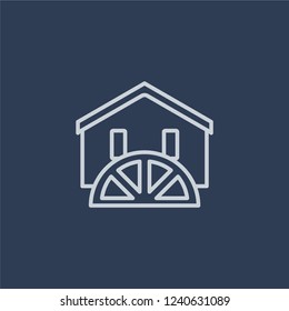 Mill icon. Mill linear design concept from Agriculture, Farming and Gardening collection. Simple element vector illustration on dark blue background.
