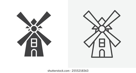 Mill icon. outlined vector style.
