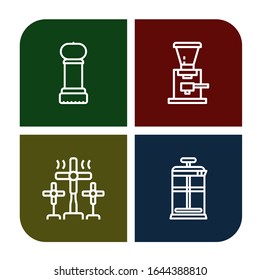 mill icon set. Collection of Grinder, Coffee grinder, Windmill, French press icons