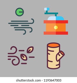 mill icon set. vector set about wind, coffee grinder and log icons set.