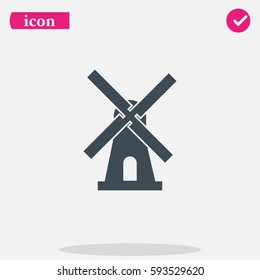 Mill icon. Simple flat windmill vector pictogram