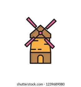 mill icon vector design. bakery icon with fill outline style