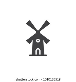 Mill icon vector, filled flat sign, solid pictogram isolated on white. Windmill symbol, logo illustration.