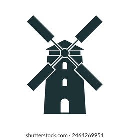 Mill icon vector. Windmill illustration sign. Farmhouse symbol. Grinder logo.