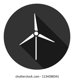 Mill icon. Wind mill sign. Grey background with shadow. Vector flat sign.