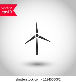 Mill icon. Wind mill sign. Studio background. EPS 10 vector flat sign.