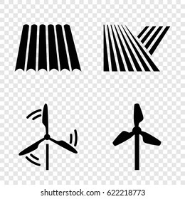 Mill icons set. set of 4 mill filled icons such as field