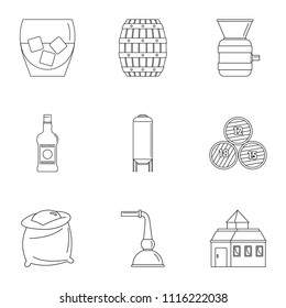 Mill icons set. Outline set of 9 mill vector icons for web isolated on white background