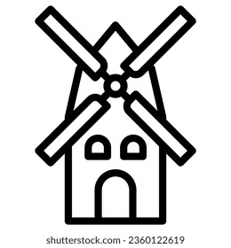 Mill line icon, Oktoberfest concept, windmill sign on white background, Ancient mill icon in outline style for mobile concept and web design. Vector graphics