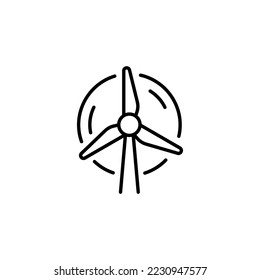 Mill line icon. Wind, gusts, energy, nature, alternative resources, protection of nature, windmill. Technology concept. Vector black line icon on a white background