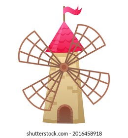 Mill on a white background. Cartoon style