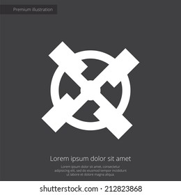 mill premium illustration icon, isolated, white on dark background, with text elements 