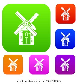 Mill set icon in different colors isolated vector illustration. Premium collection