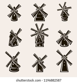 Mill set. Vector