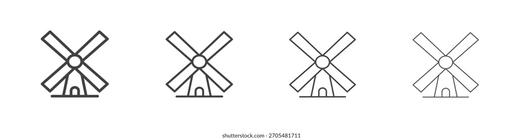 Mill sign icon vector collection, illustration logo template in trendy thin line editable strokes style.