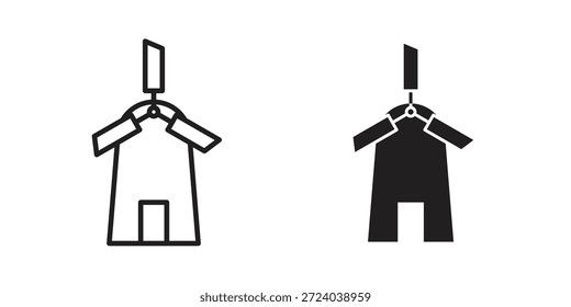 Iconos de signo de molino, Vector de línea. conjunto de símbolos sólidos