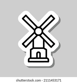 Mill simple icon. Flat desing. Sticker with shadow on gray background.ai