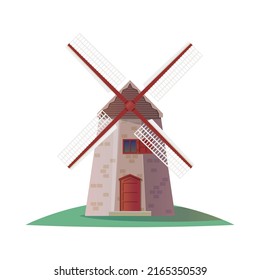 Mill Or Smock Mill, Vector Icon Or Clipart.