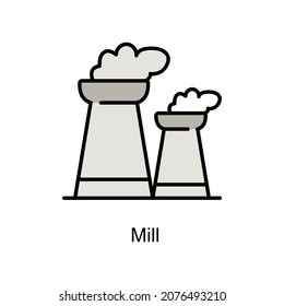 Mill vector fill outline icon. Illustration style EPS 10 file format