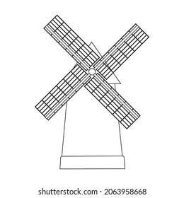 Mill vector icon.Outline vector icon isolated on white background mill.