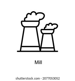 Mill vector outline icon. Illustration style EPS 10 file format