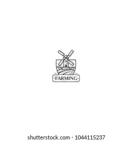 Mill, windmill logo or label. Bakery, bakehouse, bread icon, vector illustration