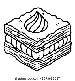 mille feuille Hand drawn line art Paris Illustration