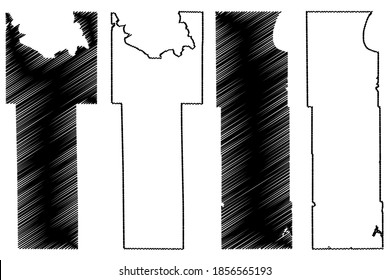 Mille Lacs and Clearwater County, Minnesota (U.S. county, United States of America, USA, U.S., US) map vector illustration, scribble sketch map