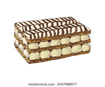 Mille-feuille ilustração do vetor da sobremesa francesa