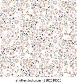 Millefleur pattern pastel color flowers tender seamless pattern.